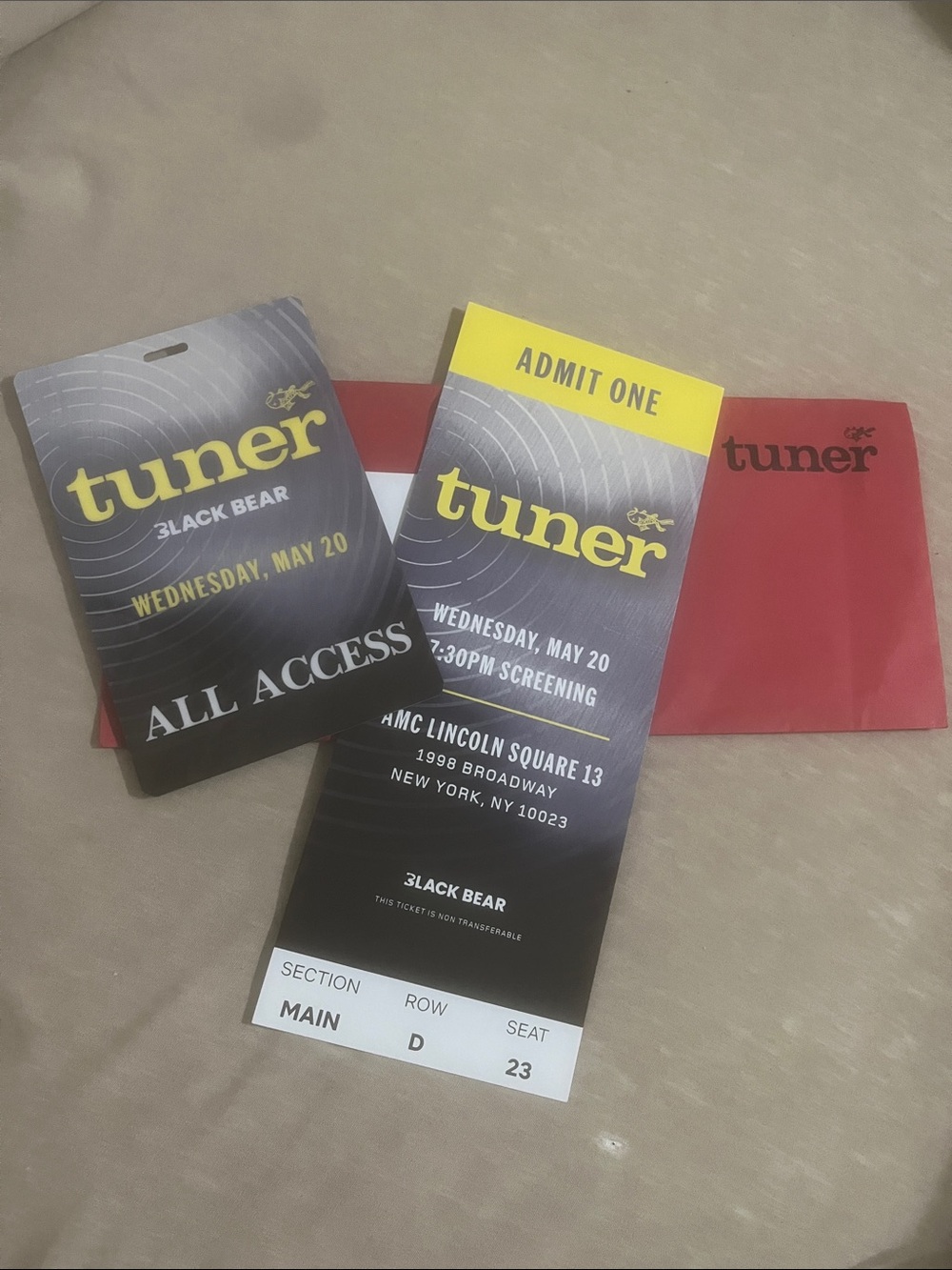 Tuner Premiere Ticket & Lam 5/20/26 DUSTIN HOFFMAN Leo Woodall New York